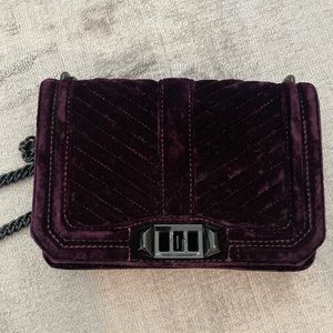 Rebecca Minkoff dark purple velvet crossbody purse